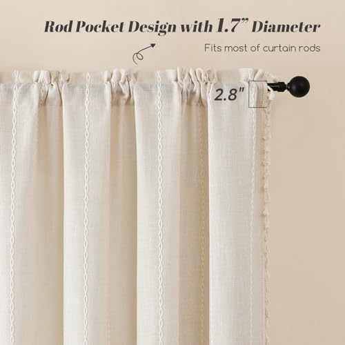 BTTN 52x72 Boho Striped Linen 2 Panel Window Curtain Drapes