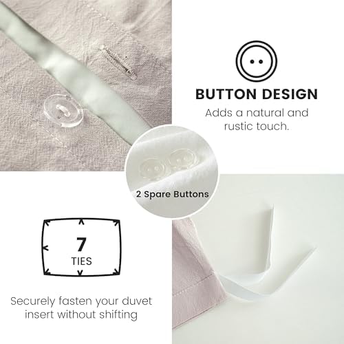 BISELINA 100% Washed Cotton Duvet Cover Set – Soft & Cozy Summer