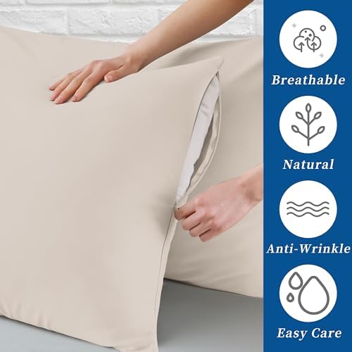 Queen Size Pillow Protector Set of 2, 100% Egyptian Cotton Pillow