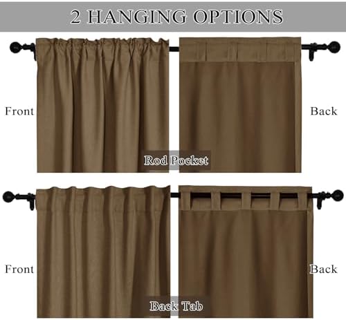 Fcosie 42" Wx120 L Rod Pocket Back Tab Blackout Curtains for Living