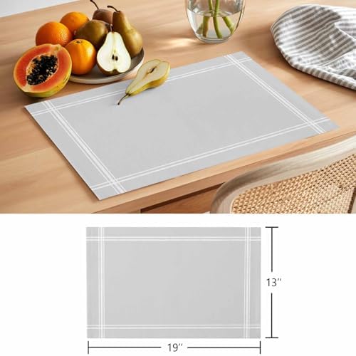 Cotton Linen Placemats for Dining Table Set of 8 Solid Color