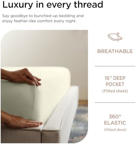 Threadmill 600 Thread Count Cotton King Sheet Set, Sateen, Ivory