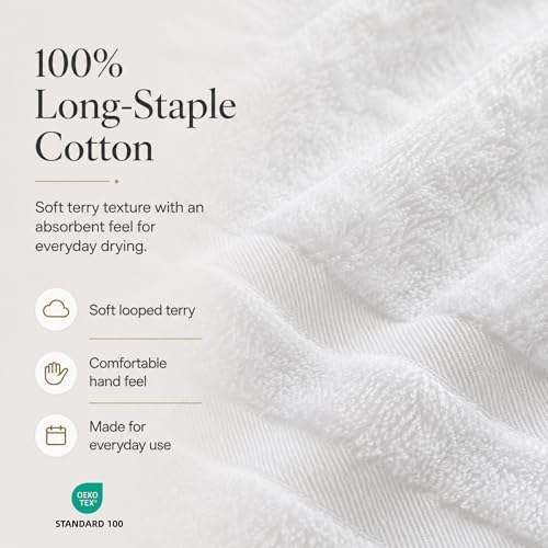 Velqora Bath Towels 6 Pack, 30x60 in, 100% Cotton, Soft & Absorbent
