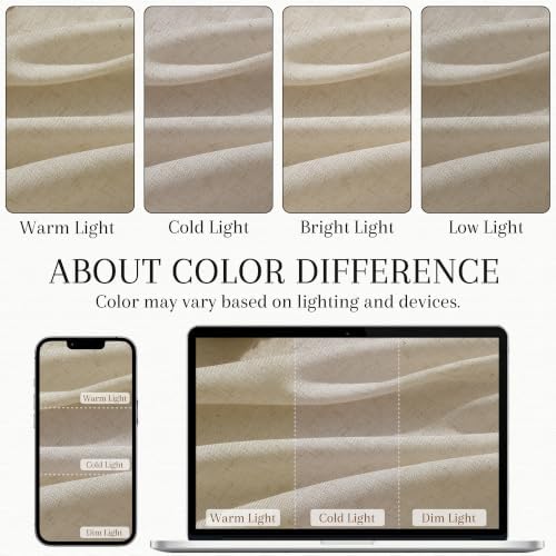 Nanspring Linen Curtains 50 x 96 Inch Long for Living Room Taupe
