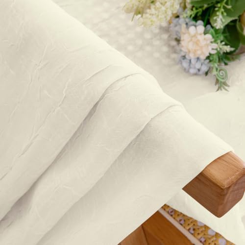 Chyhomenyc Crushed Cream Sheer Curtains 72 Inch Length 2 Panels