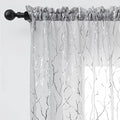 FINECITY Grey Sheer Curtains with Silver Branch W52 x L63 Inch, 2