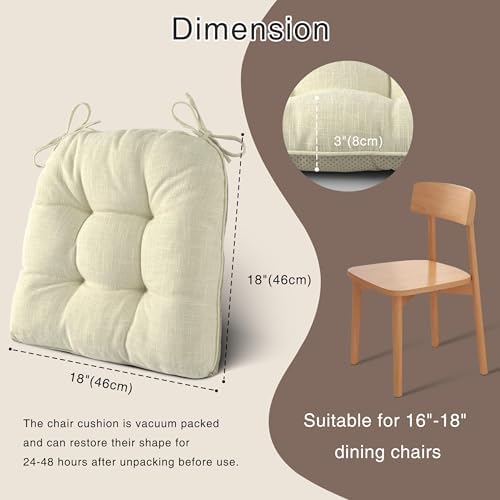 OVOV Indoor Chair Cushions for Dining Chairs Set of 4, 18x18, Beige