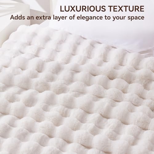 Anysay Faux Fur Throw Blanket,1000GSM Fluffy Soft Bubble Blanket
