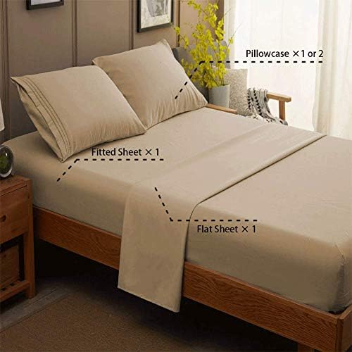 SONORO KATE Bed Sheet Set Super Soft Microfiber Sheets,4PC,Queen Size