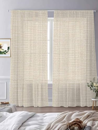 Cream Semi Sheer Curtains 108 inches Long Window Treatments Curtains
