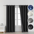 100% Black Linen Blackout Curtains for Bedroom,Black Out Curtains for