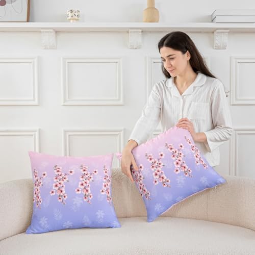 jejeloiu Kids Cherry Blossoms Throw Pillow Covers Set of 2 22 x