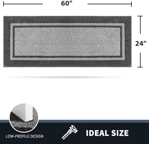 PURRUGS Hallway Runner Rug, 24" x 60", Light Grey & Dark Grey