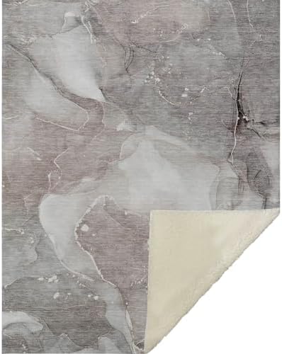Addison Rugs ASB522 Taupe 50" x 70" Oversized Sherpa Throw Blanket
