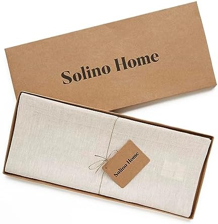 Solino Home 100% Pure Linen Table Runner Natural Woven, Athena