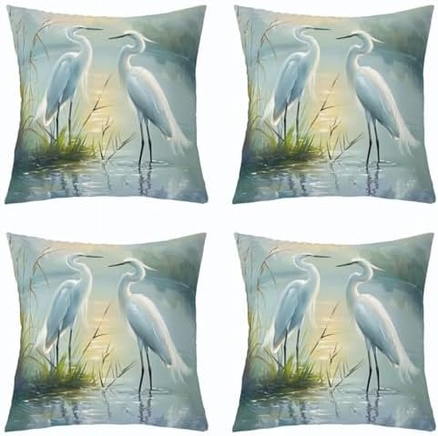 Erosebridal Two Herons Set of 2 Throw Pillow Cover 22x22 Watercolor