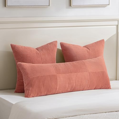 Fancy Homi 2 Packs Coral Decorative Throw Pillow Covers 20x20 Inch for