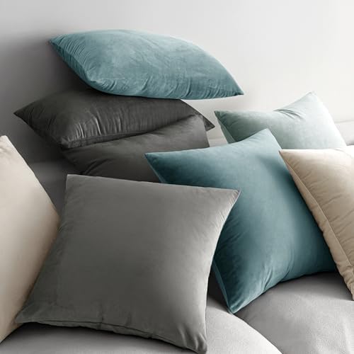 MIULEE Velvet Throw Pillow Covers 20x20 Inch Pack of 2 Cream White