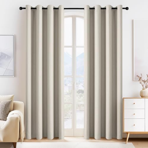 PONY DANCE Cream Blackout Curtains for Bedroom 84 Inch Length 2 Panels
