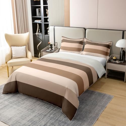 Feelyou Gradient Stripes Duvet Cover 100% Cotton Breathable Soft King