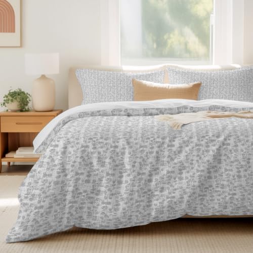 Set of 4 Bedding Quilt Covers, Vintage Gray 4-Piece Bed Sheet Set with