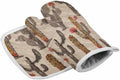 Quilted Cotton Terry Cloth Oven Mitt, Pot Holder Vintage Watercolor