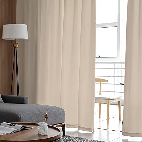 Solid Color Sheer Curtains 108 Inches Long, Light Khaki Sheer Window