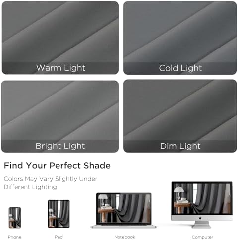CUCRAF Light Grey Blackout Curtains 63 inch Length 2 Panels Set, Rod