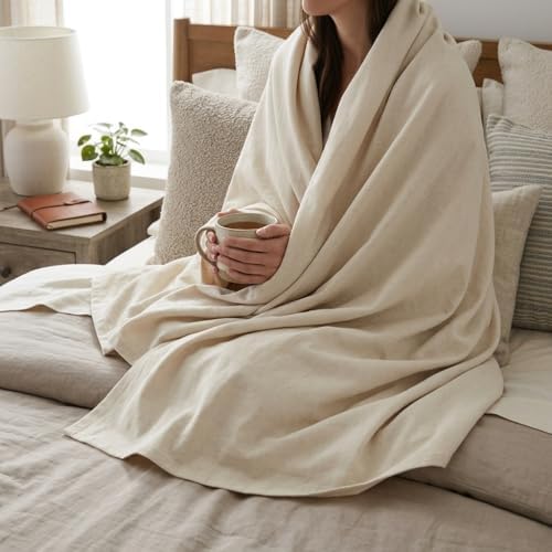 Urban Villa Cotton Thermal Blanket Plain Weave Queen 90x90 Ivory