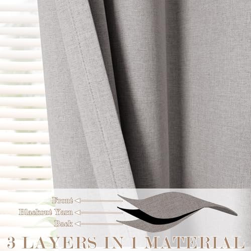 Fcosie Pinch Pleat Linen Look Curtains | Total Blackout Back Tab