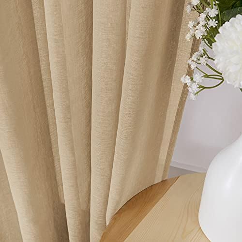 Tollpiz Sheer Curtain Linen Textured Living Room Curtains Sheer Light