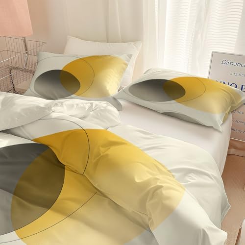 California King Duvet Cover Set Minimalist Circle Lines Bedding with
