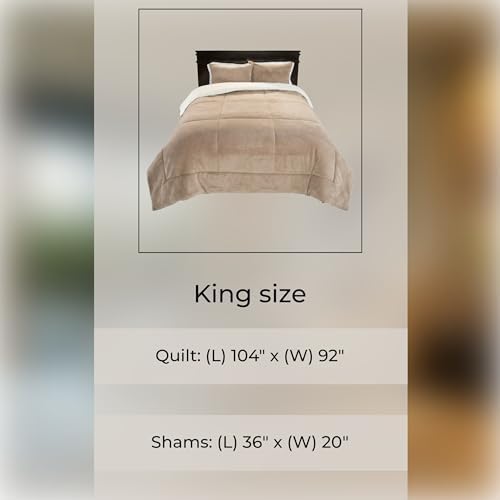 King Size Comforter Set – 3-Piece Sherpa and Fleece Bedspread with