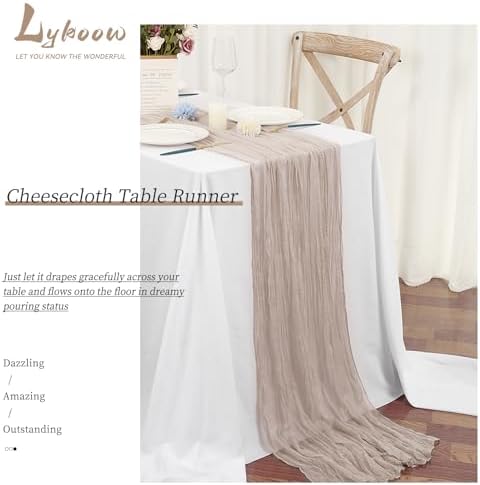 24 Packs Taupe Table Runner, Charming Cheesecloth Table Runner 17 x