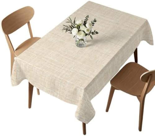 Minimalist Beige Aesthetic Waterproof Tablecloth Rectangle Washable