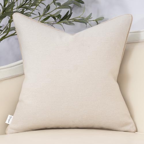 Yangest Neutral Floral Pillow Cover 20 x 20 Inches, Vintage Chenille