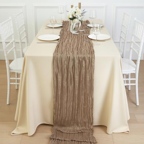 12 Pack Nude Cheesecloth Table Runner 120 Inch Boho Wedding Decor
