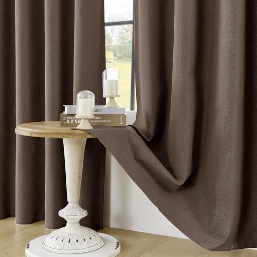 ChrisDowa Brown Blackout Curtains 72 Inches Long 2 Panels for Bedroom
