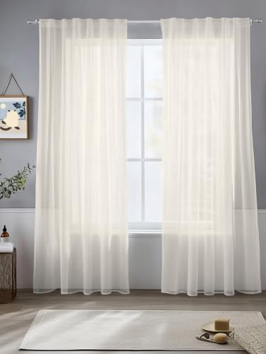 Solid Begin Semi Sheer Curtains 108 Inches Long Window Treatments