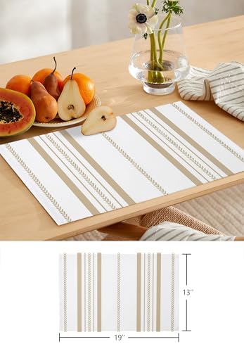 Pastoral Stripes Table Runner and Placemats Set of 6 Leaf Vertical