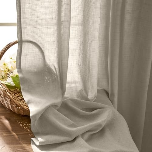 jinchan Linen Curtains Light Filtering Back Tab 38x84 Inch 2 Panels