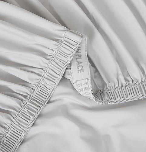 Linen Closet 4 Pcs 100% Cotton King Size Sheets Set, Light Gray, 400