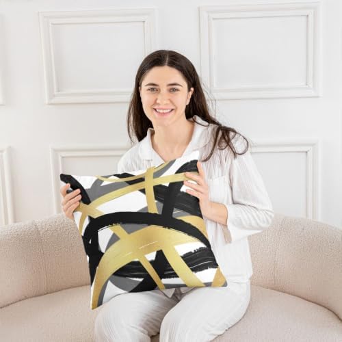 Feelyou Vintage Abstract Throw Pillow Covers Set of 2 Black Gold Grey