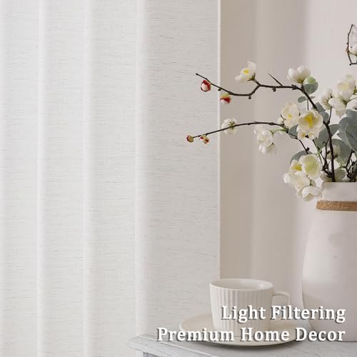 Lecloud Bessie Curtains 54 Inch Length 2 Panels, Light Filtering Faux