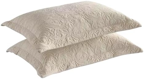 MarCielo 2-Piece Embroidered Pillow Shams, Decorative Microfiber