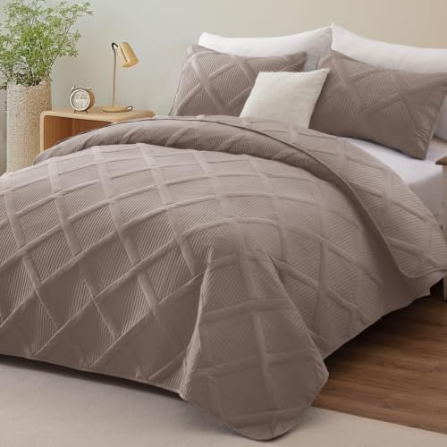 Exclusivo Mezcla 3-Piece Soft Quilt King Size Bedding Set, Taupe