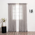 100% Flax Linen, 2 Panel Set, 52”W X 96”L, Grey, Open Weave