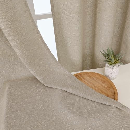 OWENIE Extra Linen Curtains for Bedroom Living Room 120 Inches Long 2