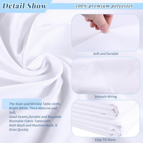Kesfey 4 Packs White Round Table Cloths 90 Inch White Polyester Circle