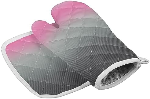 Quilted Cotton Terry Cloth Oven Mitt, Pot Holder Pink Grey Gradient